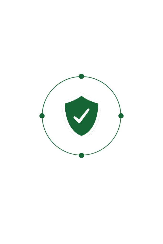 Illustration: shield with a check mark inside a compliance cycle